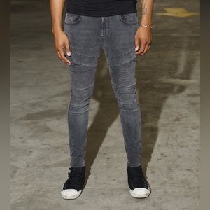 GREY/BLACK BIKER JEANS ( ZARA )
